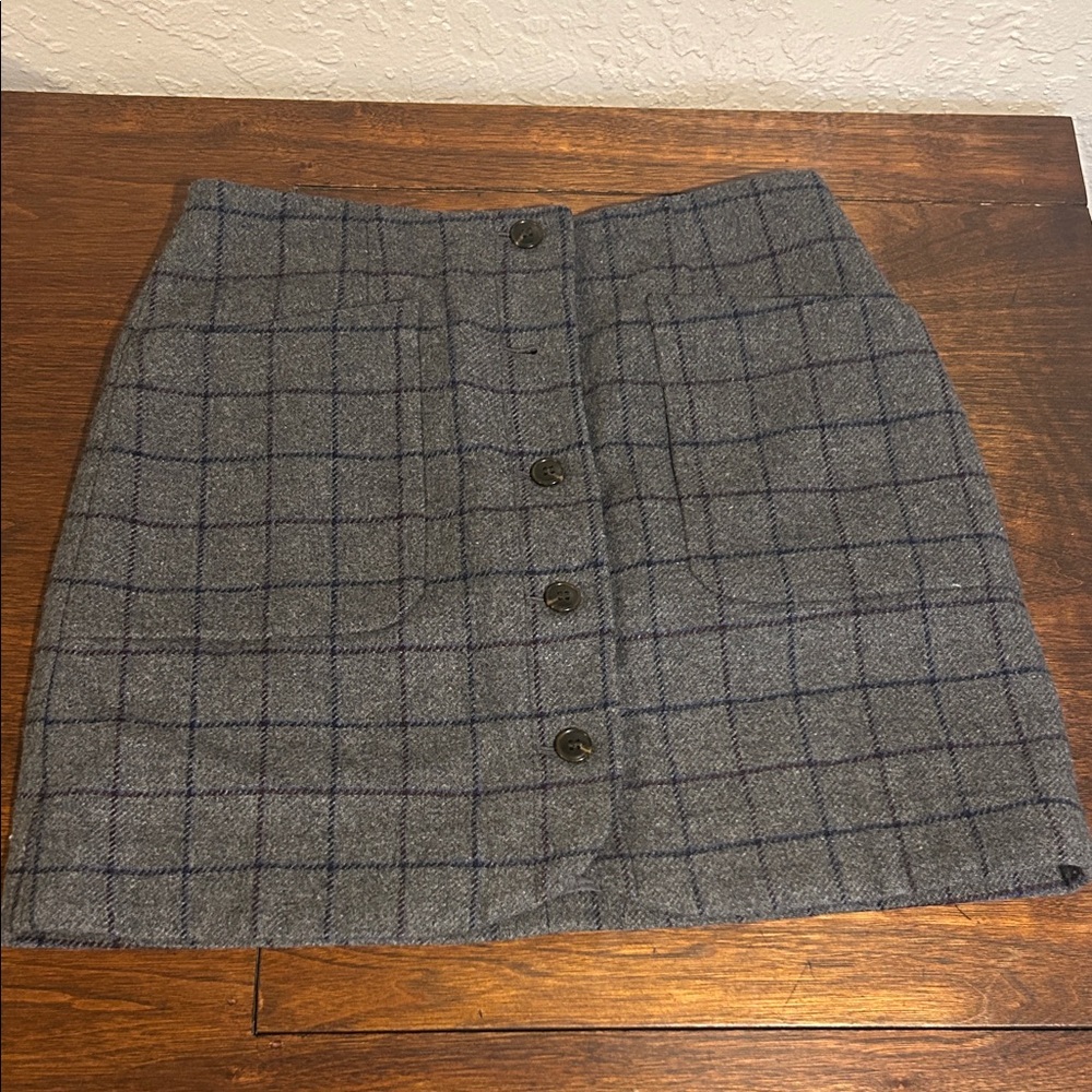 Madewell Charcoal Checkered Button-Down Mini Skirt